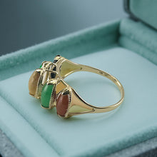 Load image into Gallery viewer, Multi-Color Marquise Jade Ring in Solid 14K Gold