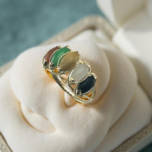 Load image into Gallery viewer, Multi-Color Marquise Jade Ring in Solid 14K Gold