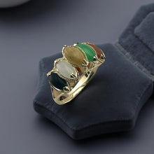 Load image into Gallery viewer, Multi-Color Marquise Jade Ring in Solid 14K Gold