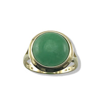 Load image into Gallery viewer, Green Jade Round Cabochon Solitaire in Solid 14K Gold