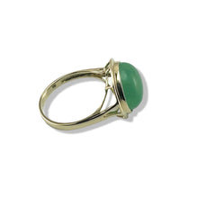 Load image into Gallery viewer, Green Jade Round Cabochon Solitaire in Solid 14K Gold