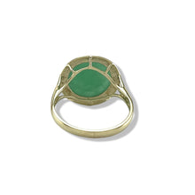 Load image into Gallery viewer, Green Jade Round Cabochon Solitaire in Solid 14K Gold