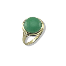 Load image into Gallery viewer, Green Jade Round Cabochon Solitaire in Solid 14K Gold