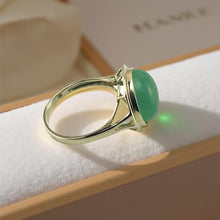 Load image into Gallery viewer, Green Jade Round Cabochon Solitaire in Solid 14K Gold