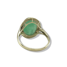 Load image into Gallery viewer, Green Jade Oval Cabochon Solitaire in Solid 14K Gold Ring