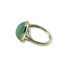Load image into Gallery viewer, Green Jade Oval Cabochon Solitaire in Solid 14K Gold Ring