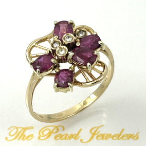 3200011 HEIRLOOM RUBY GENUINE DIAMONDS COCKTAIL RING 14K SOLID YELLOW GOLD