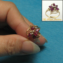 Load image into Gallery viewer, 3200012 GENUINE DIAMONDS PEAR NATURAL RED RUBY 14K SOLID YELLOW GOLD COCKTAIL RING