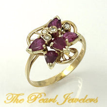 Load image into Gallery viewer, 3200012 GENUINE DIAMONDS PEAR NATURAL RED RUBY 14K SOLID YELLOW GOLD COCKTAIL RING