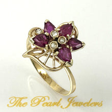 Load image into Gallery viewer, 3200012 GENUINE DIAMONDS PEAR NATURAL RED RUBY 14K SOLID YELLOW GOLD COCKTAIL RING