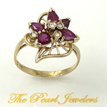 Load image into Gallery viewer, 3200012 GENUINE DIAMONDS PEAR NATURAL RED RUBY 14K SOLID YELLOW GOLD COCKTAIL RING