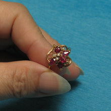 Load image into Gallery viewer, 3200012 GENUINE DIAMONDS PEAR NATURAL RED RUBY 14K SOLID YELLOW GOLD COCKTAIL RING