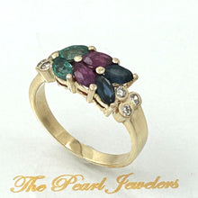 Load image into Gallery viewer, 3200044 GENUINE DIAMOND HEIRLOOM RUBY SAPPHIRE EMERALD 14K YELLOW GOLD RING