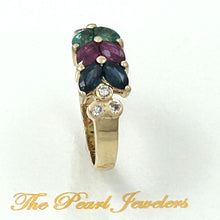 Load image into Gallery viewer, 3200044 GENUINE DIAMOND HEIRLOOM RUBY SAPPHIRE EMERALD 14K YELLOW GOLD RING