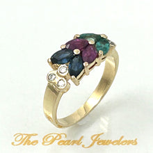 Load image into Gallery viewer, 3200044 GENUINE DIAMOND HEIRLOOM RUBY SAPPHIRE EMERALD 14K YELLOW GOLD RING