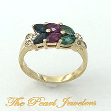 Load image into Gallery viewer, 3200044 GENUINE DIAMOND HEIRLOOM RUBY SAPPHIRE EMERALD 14K YELLOW GOLD RING