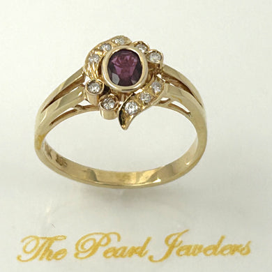 14K Yellow Gold Natural Red Ruby & Diamond Cocktail Ring