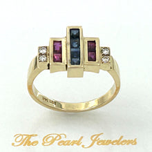 Load image into Gallery viewer, 3200184-14k-Solid-Yellow-Gold-Genuine-Diamond-Sapphire-Ruby-Band-Ring