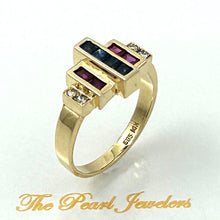 Load image into Gallery viewer, 3200184-14k-Solid-Yellow-Gold-Genuine-Diamond-Sapphire-Ruby-Band-Ring