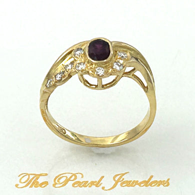 18K Yellow Gold Genuine Diamonds & Ruby Ring