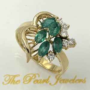 3200233-18k-Yellow-Solid-Gold-Genuine-Diamond-Green-Marquise-Emerald-Cocktail-Ring