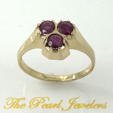 14K Yellow Gold Genuine Round Ruby Cocktail Ring