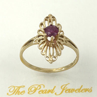 14K Yellow Gold Genuine Round Ruby Ring