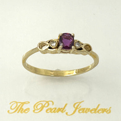 14K Yellow Gold Diamond & Oval Red Ruby Ring