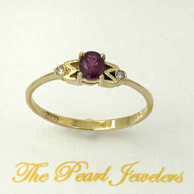 14K Yellow Gold Diamond & Oval Ruby Solitaire Ring