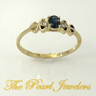 14K Yellow Gold Diamond & Oval Blue Sapphire Ring
