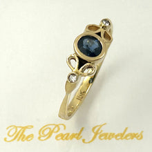 Load image into Gallery viewer, 3200331-18k-Solid-Yellow-Genuine-Diamond-Natural-Blue-Sapphire-Bezel-Setting-Ring