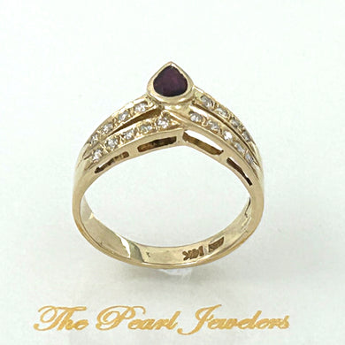 14K Yellow Gold Bezel-Set Diamond & Cabochon Ruby Ring