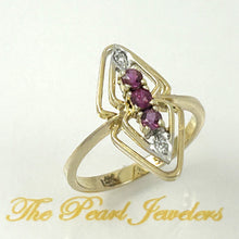 Load image into Gallery viewer, 3200402-14k-Solid-Yellow-Gold-Genuine-Diamond-Natural-Red-Ruby-Cocktail-Ring