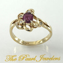 Load image into Gallery viewer, 3200412-14k-Solid-Yellow-Genuine-Diamonds-Oval-Natural-Red-Rubies-Cocktail-Ring