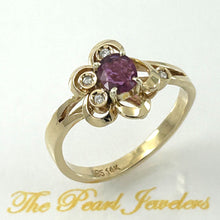 Load image into Gallery viewer, 3200412-14k-Solid-Yellow-Genuine-Diamonds-Oval-Natural-Red-Rubies-Cocktail-Ring