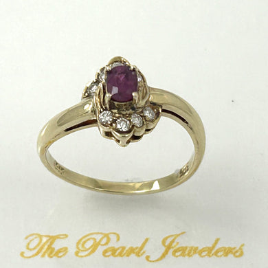 14K Yellow Gold Diamond & Oval Ruby Solitaire Ring