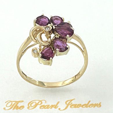 14K Yellow Gold Pear Ruby & Diamond Cocktail Ring