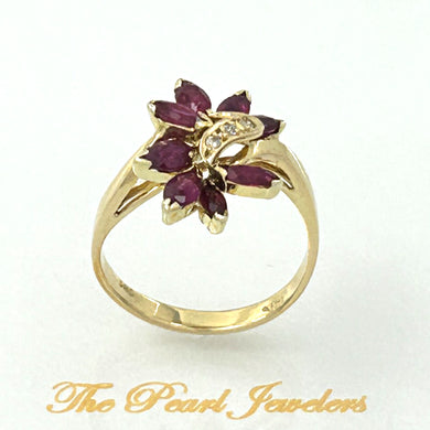 14K Yellow Gold Pear Ruby & Diamond Cocktail Ring