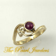 Load image into Gallery viewer, 3200452 GENUINE DIAMONDS CABOCHON NATURAL RED RUBY 14K YELLOW GOLD RING