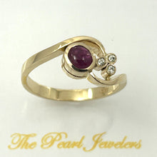 Load image into Gallery viewer, 3200452 GENUINE DIAMONDS CABOCHON NATURAL RED RUBY 14K YELLOW GOLD RING