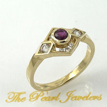 Load image into Gallery viewer, 3200462-14k-Yellow-Solid-Gold-Genuine-Diamond-Natural-Red-Ruby-Channel-Ring