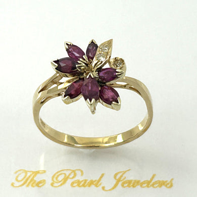 14K Yellow Gold Marquise Ruby & Diamond Cocktail Ring
