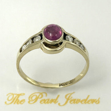 14K Yellow Gold Ruby & Diamond Bezel Solitaire Ring