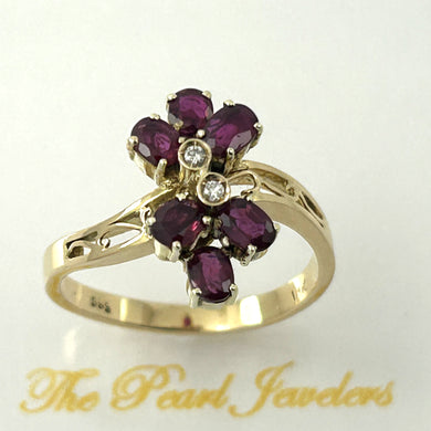 14K Yellow Gold Cabochon Ruby & Diamond Cocktail Ring