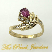 Load image into Gallery viewer, 3200522-14k-Yellow-Gold-Genuine-Diamond-Red-Ruby-Channel-Setting-Ring