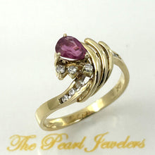 Load image into Gallery viewer, 3200522-14k-Yellow-Gold-Genuine-Diamond-Red-Ruby-Channel-Setting-Ring