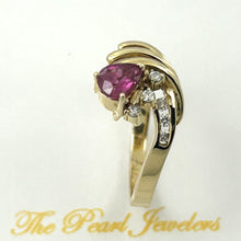 Load image into Gallery viewer, 3200522-14k-Yellow-Gold-Genuine-Diamond-Red-Ruby-Channel-Setting-Ring