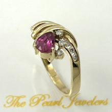 Load image into Gallery viewer, 3200522-14k-Yellow-Gold-Genuine-Diamond-Red-Ruby-Channel-Setting-Ring