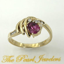 Load image into Gallery viewer, 3200522-14k-Yellow-Gold-Genuine-Diamond-Red-Ruby-Channel-Setting-Ring