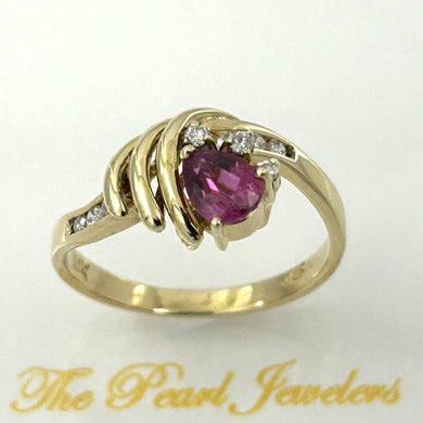 14K Yellow Gold Pear Ruby & Diamond Channel Ring
